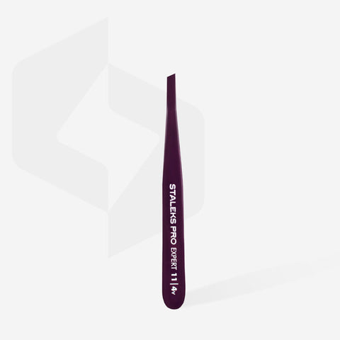Eyebrow tweezers violet EXPERT 11 TYPE 4v (narrow beveled) Staleks